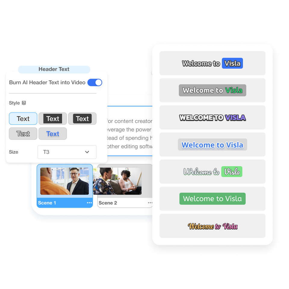 photo to AI Avatar video – edit scene by scene, replace visuals, adjust audio, and add text overlays